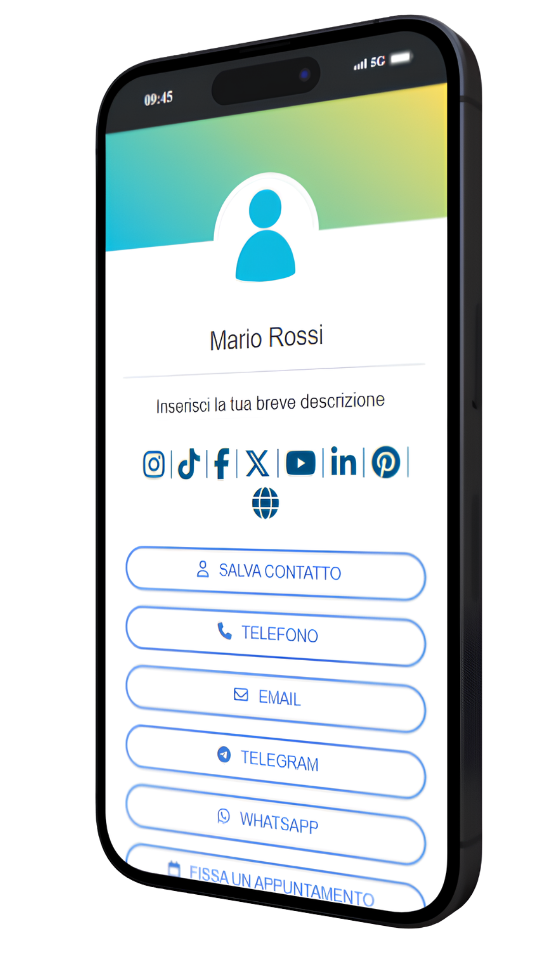 iPhone che mostra una card digitale